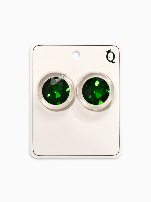 Серьги «Кристалл», круг, прозрачно-зелёные