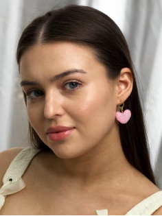 Серьги «Сердце сахарное», розовые в золоте