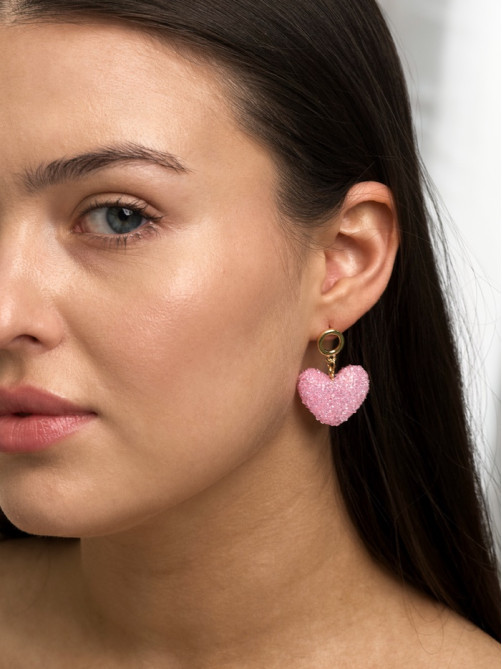 Серьги «Сердце сахарное», розовые в золоте