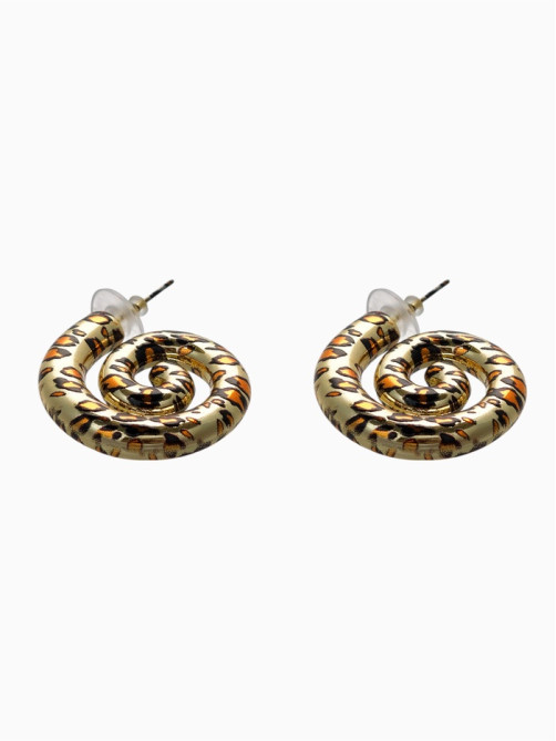 Серьги пластик «Леопард», ракушка, цвет золото