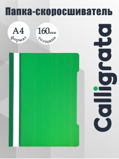 Папка - скоросшиватель Calligrata, А4, 160 мкм, зелёная, прозрачный верх