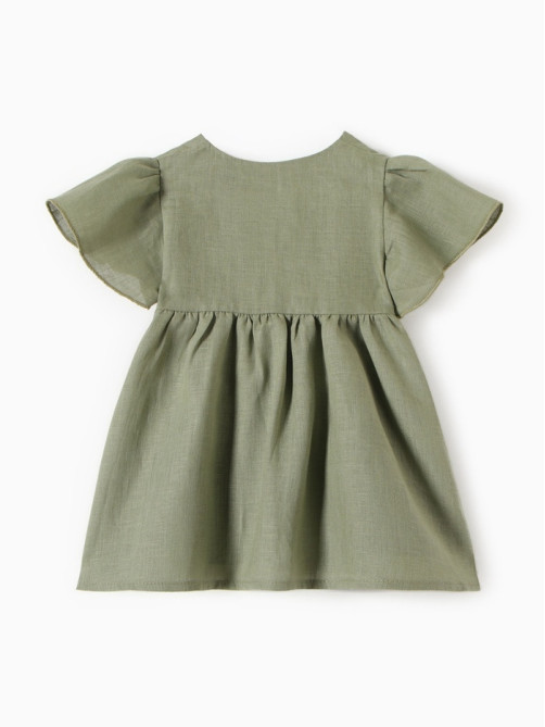 Платье для девочки «Крошка Я» Linen, рост 68-74 см, зелёное