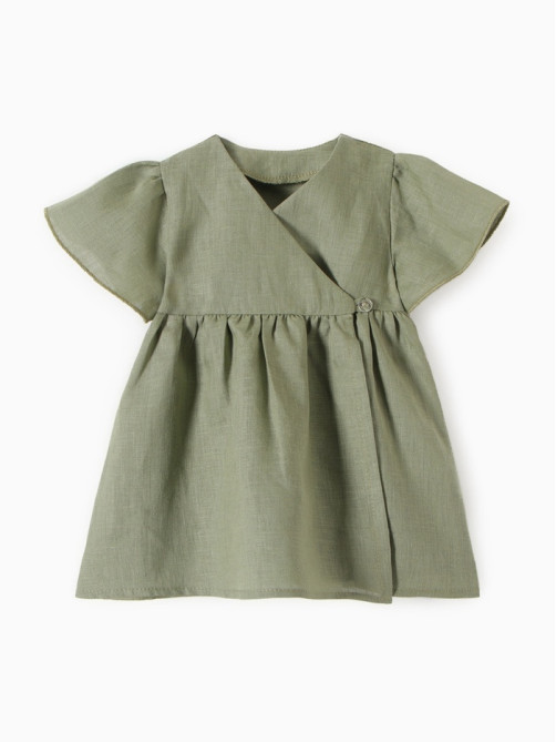 Платье для девочки «Крошка Я» Linen, рост 68-74 см, зелёное