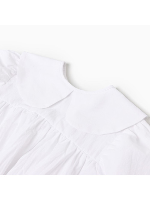 Платье для девочки MINAKU: Cotton collection с воротником, белое, рост 86-92 см
