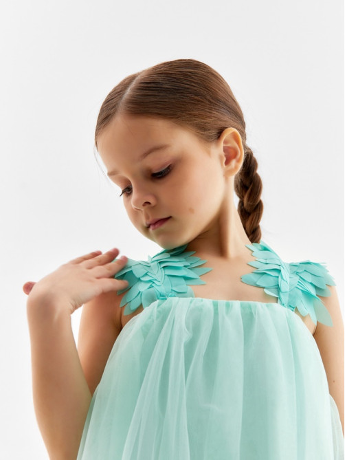Платье нарядное для девочки MINAKU: PartyDress, цвет мятный, рост 116-122 см