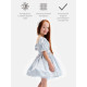 Платье нарядное для девочки MINAKU: PartyDress с рукавами, голубое, рост 110 см