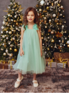 Платье нарядное для девочки MINAKU: PartyDress, цвет мятный, рост 104-110 см