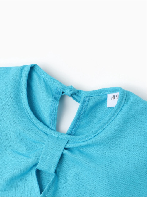 Платье для девочки, MINAKU: linen summer, голубое, рост 122 см