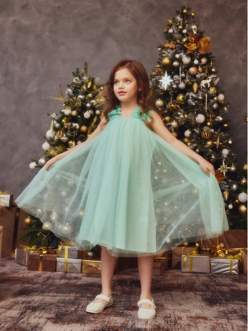 Платье нарядное для девочки MINAKU: PartyDress, цвет мятный, рост 110-116 см