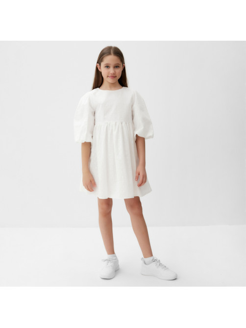 Платье для девочки MINAKU: Cotton collection, белое, рост 92-98 см