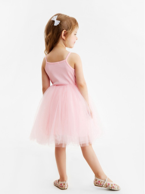 Платье нарядное для девочки MINAKU: PartyDress с пышной юбкой, розовое, рост 92-98 см