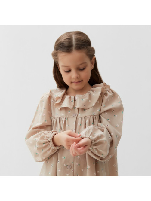 Платье для девочки KAFTAN: Summer cotton с воротником, бежевое, рост 86-92 см