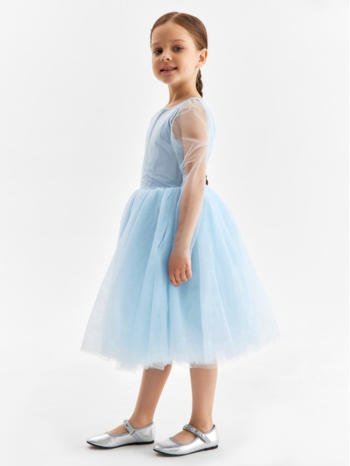 Платье нарядное для девочки MINAKU: PartyDress, голубое, рост 116-122 см