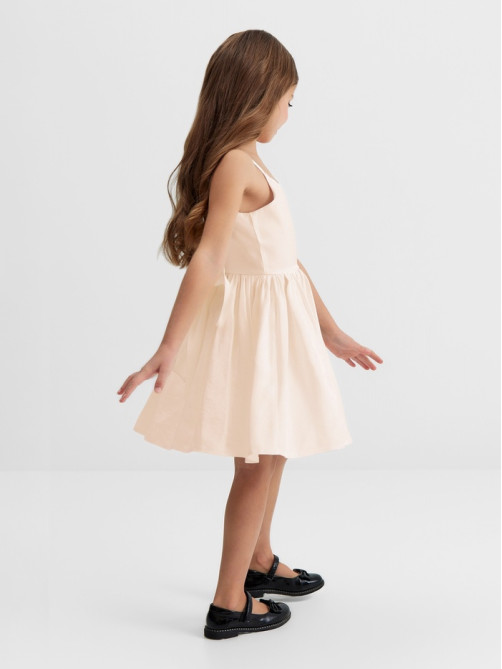 Платье нарядное для девочки MINAKU: Party Dress с бантом, цвет молочный, рост 98-104 см