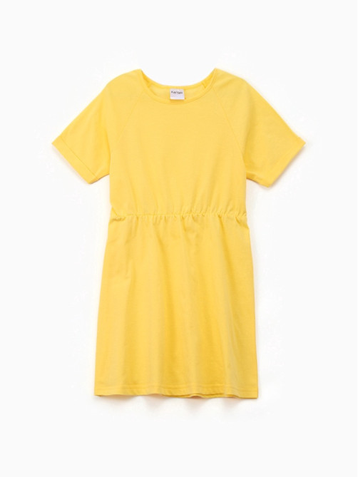 Платье для девочки KAFTAN однотонное с коротким рукавом, жёлтое, рост 110-116 см