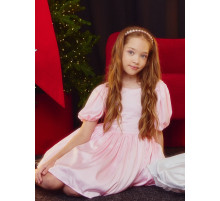 Платье нарядное для девочки MINAKU: PartyDress с рукавами, розовое, рост 98 см