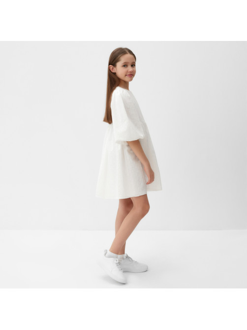 Платье для девочки MINAKU: Cotton collection, белое, рост 92-98 см