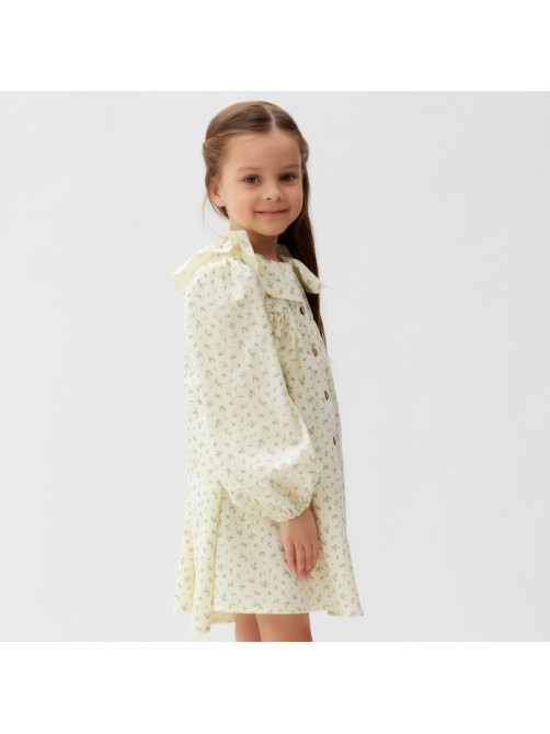 Платье для девочки KAFTAN: Summer cotton на пуговицах, цвет молочный, рост 98-104 см