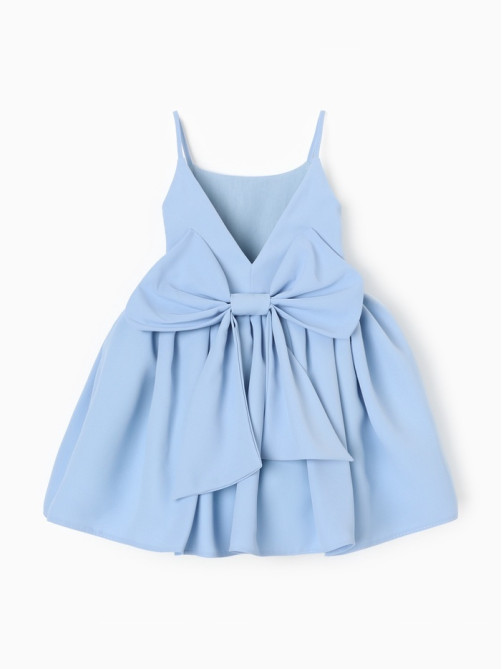 Платье нарядное для девочки MINAKU: Party Dress с бантом, голубое, рост 104-110 см