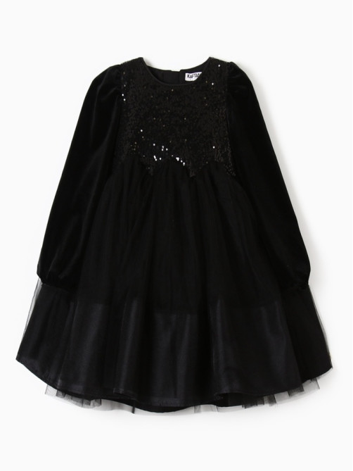 Платье нарядное для девочки KAFTAN, с пайетками, чёрное, рост 110-116 см