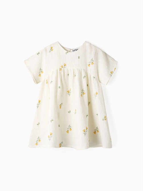 Платье из муслина для девочки KAFTAN «Цветы», белое, рост 116 см