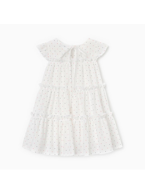 Платье для девочки MINAKU: Cotton collection в горошек, белое, рост 134-140 см