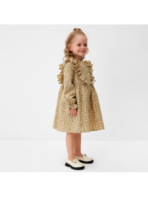 Платье для девочки MINAKU: Cotton collection, бежевое, рост 110-116 см