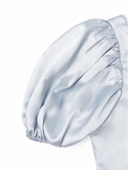 Платье нарядное для девочки MINAKU: PartyDress с рукавами, голубое, рост 110 см