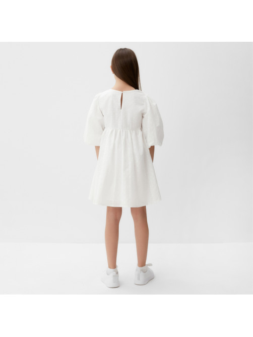 Платье для девочки MINAKU: Cotton collection, белое, рост 92-98 см