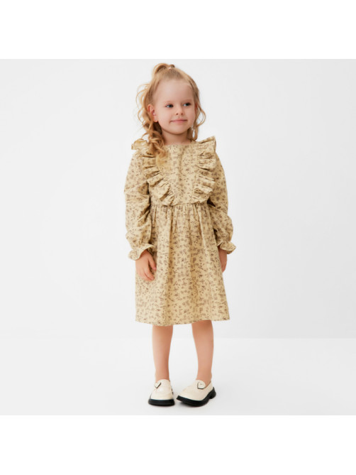 Платье для девочки MINAKU: Cotton collection, бежевое, рост 110-116 см
