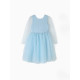 Платье нарядное для девочки MINAKU: PartyDress, голубое, рост 98-104 см