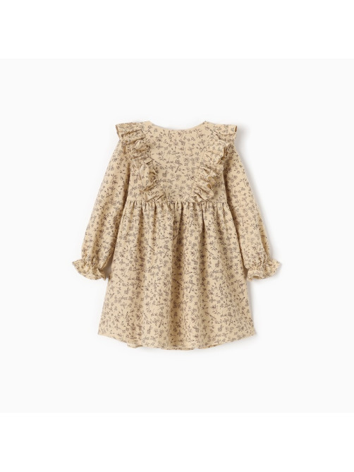 Платье для девочки MINAKU: Cotton collection, бежевое, рост 110-116 см