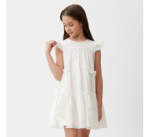 Платье для девочки MINAKU: Cotton collection в горошек, белое, рост 134-140 см