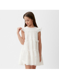 Платье для девочки MINAKU: Cotton collection в горошек, белое, рост 134-140 см