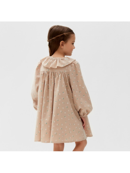 Платье для девочки KAFTAN: Summer cotton с воротником, бежевое, рост 86-92 см