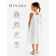 Платье нарядное для девочки MINAKU: PartyDress на бретельках, белое, рост 110-116 см