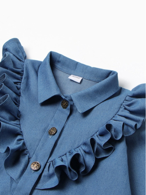 Платье для девочки MINAKU: Jeans collection, голубое, рост 146-152 см