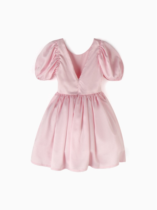 Платье нарядное для девочки MINAKU: PartyDress с рукавами, розовое, рост 110 см