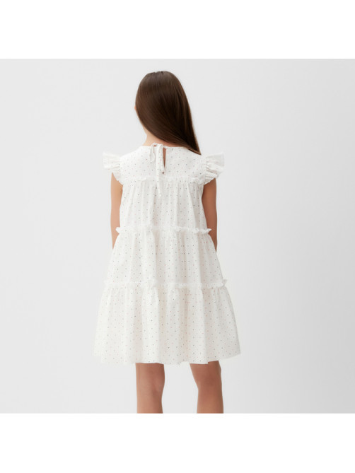 Платье для девочки MINAKU: Cotton collection в горошек, белое, рост 134-140 см