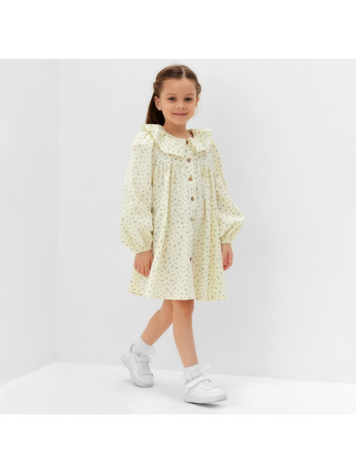 Платье для девочки KAFTAN: Summer cotton на пуговицах, цвет молочный, рост 110-116 см