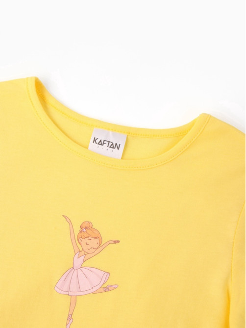Платье для девочки KAFTAN «Балерина» с длинным рукавом, жёлтое, рост 116-122 см