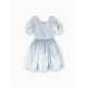 Платье нарядное для девочки MINAKU: PartyDress с рукавами, голубое, рост 104 см