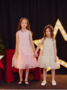 Платье нарядное для девочки MINAKU: PartyDress, цвет молочный, рост 116 см