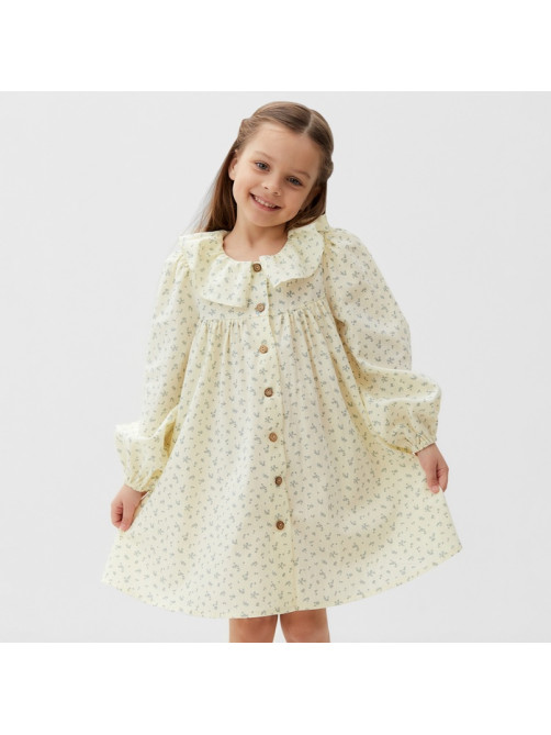 Платье для девочки KAFTAN: Summer cotton на пуговицах, цвет молочный, рост 98-104 см
