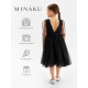 Платье нарядное для девочки MINAKU: PartyDress с рукавами, чёрное, рост 98-104 см