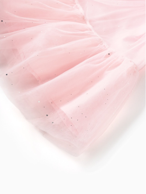 Платье нарядное однотонное для девочки MINAKU: PartyDress, розовое, рост 104 см