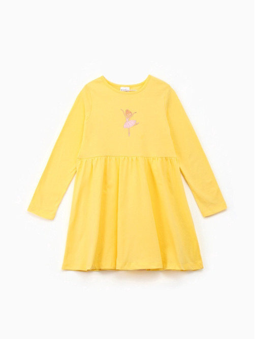 Платье для девочки KAFTAN «Балерина» с длинным рукавом, жёлтое, рост 122-128 см