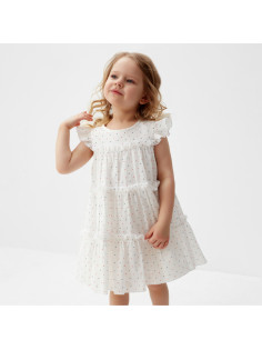 Платье для девочки MINAKU: Cotton collection в горошек, белое, рост 122-128 см