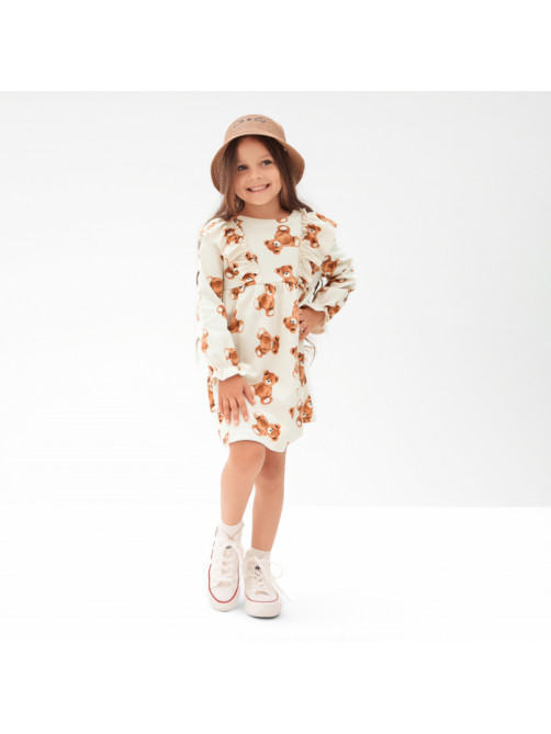 Платье с рюшами для девочки KAFTAN «Мишки», бежевое, рост 86-92 см