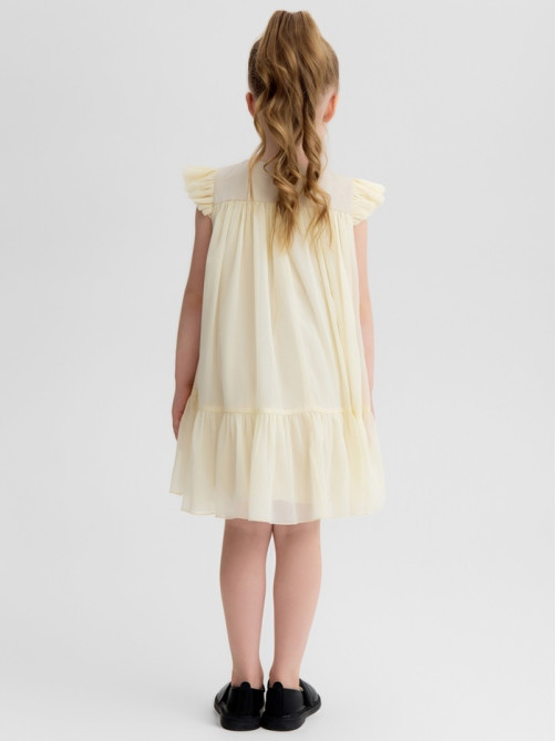 Платье нарядное для девочки MINAKU: PartyDress, цвет молочный, рост 104-110 см, шифон